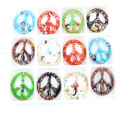 Flat Round Peace Sign Milefiori Lampwork Pendants 12pcs/box, MC0021